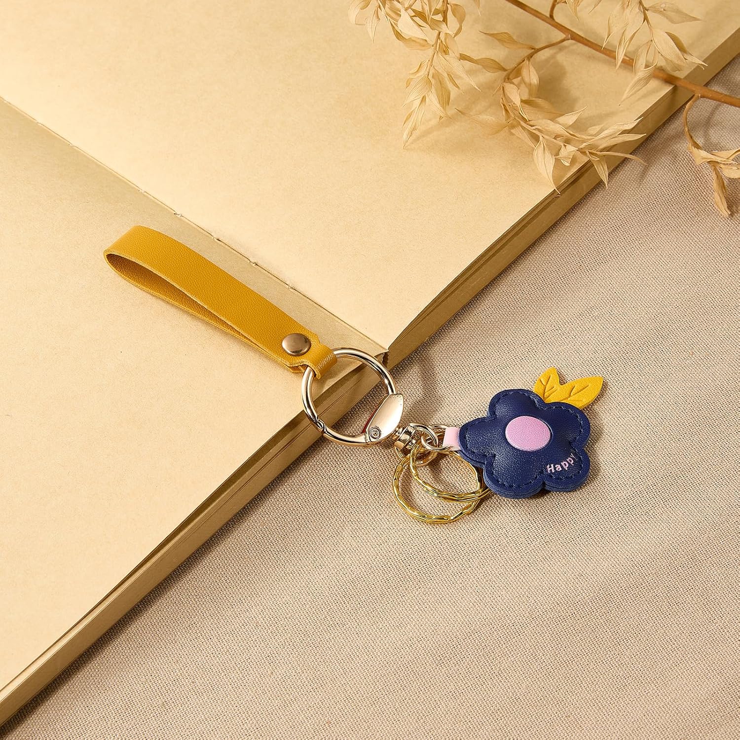 Leather Bag Charm for Handbags Flower Purse Charms with Alloy Ring Buckle for Purse Bag Charm Backpack Women - Image 4