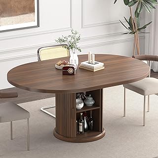 Extendable Round Dining Table 47”–63”, Seats 4–6, Expandable Table with ...