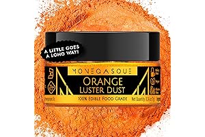 MONÉGASQUE Orange Edible Luster Dust, the Perfect Sparkle for Drinks, Cakes, and Halloween Festivities.