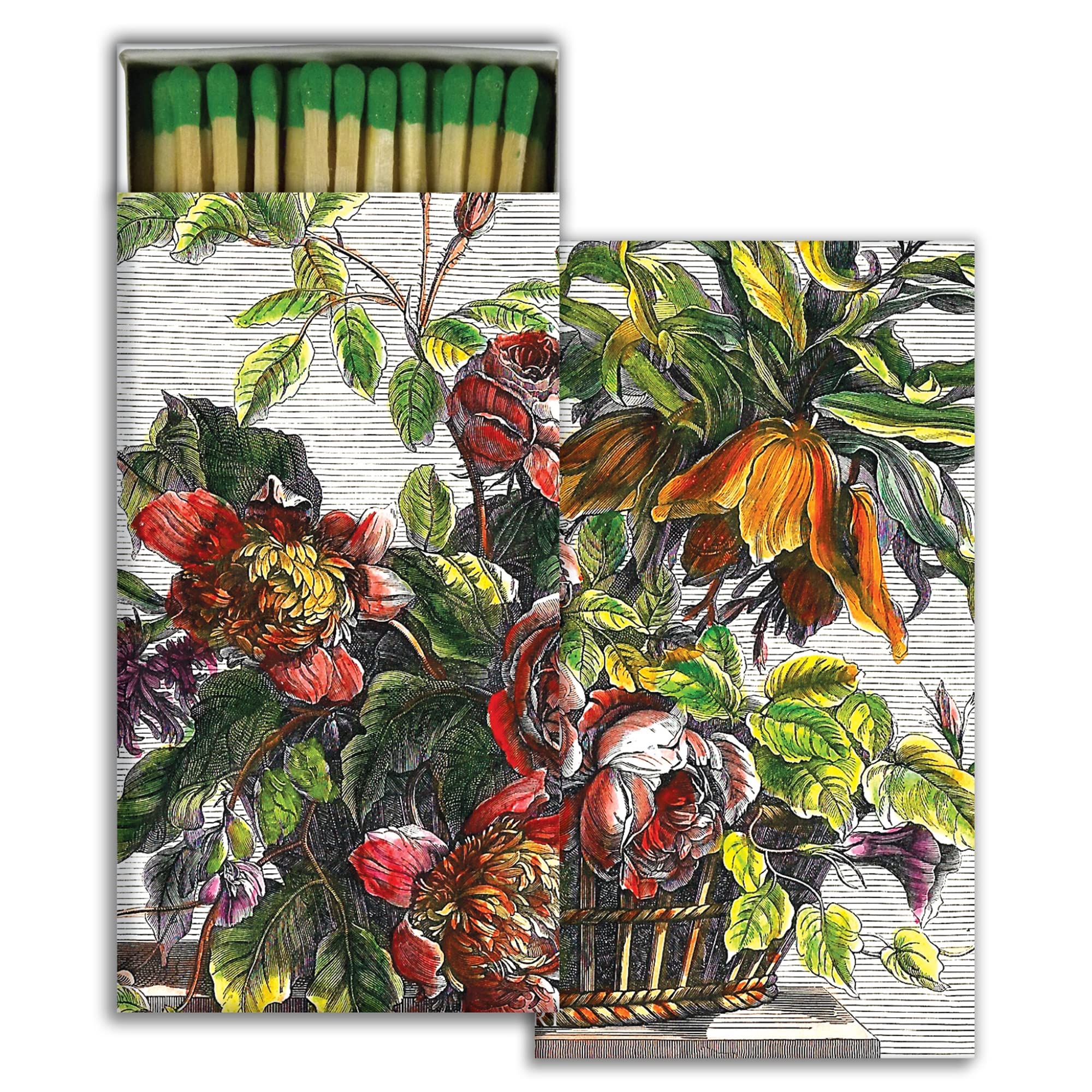 Basket of Flowers Decorative Matchbox with Wooden Matches - Great for Lighting Candles, fireplaces, Grills and More | One Box