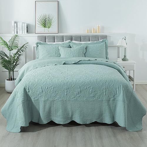Miniatura 49 de HoneiLife Colchas de tamaño Queen de gran tamaño de 110 x 106 pulgadas, juego de ropa de cama tamaño Queen de 3 piezas, cubrecamas reversibles,