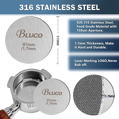 Miniatura 2 de Pantalla de disco de café espresso de 2.008 in, reutilizable, 0.067 in de grosor, acero inoxidable de 150 m, placa de malla para filtro de café de