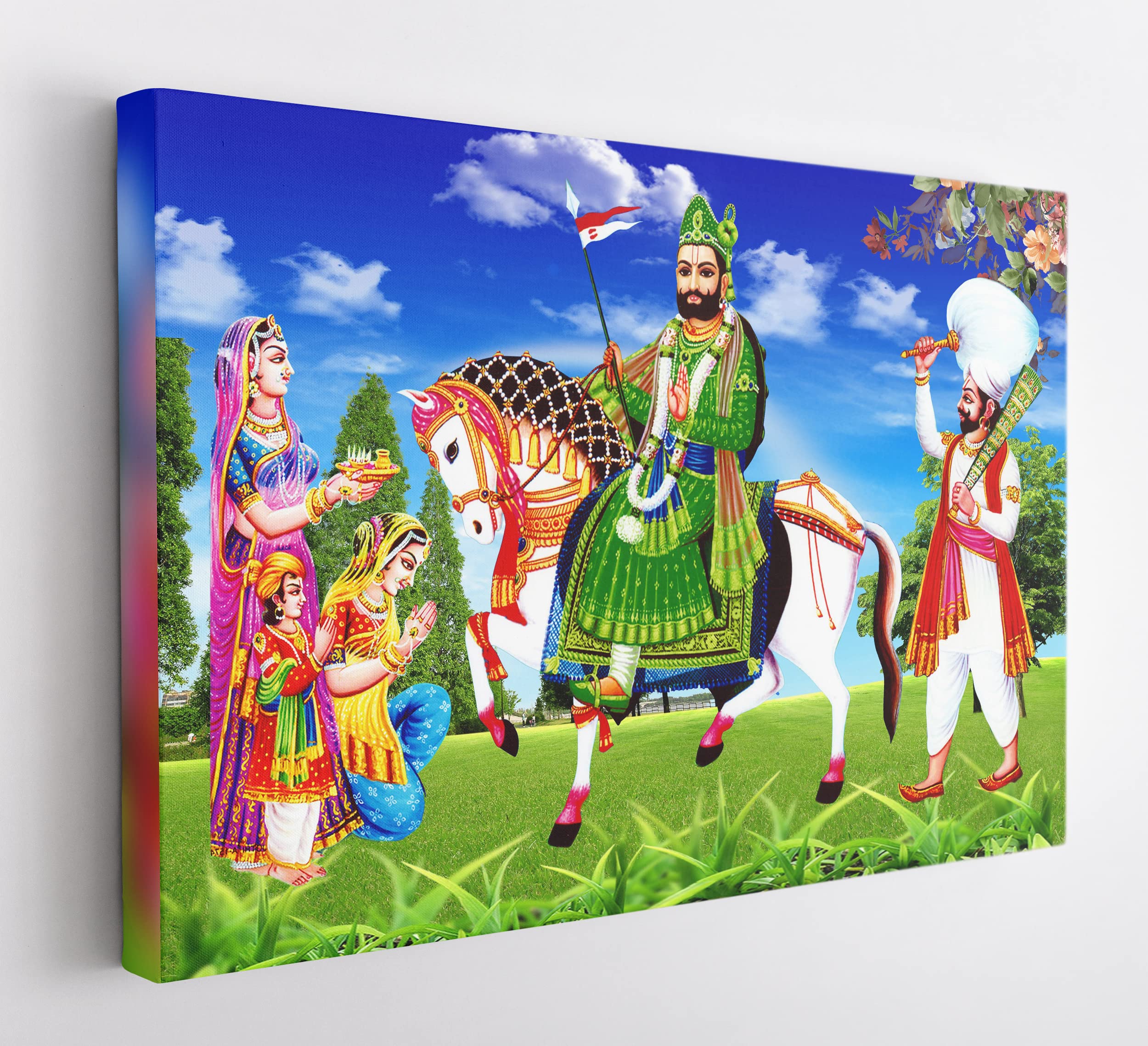 GM GIFT MASTER Ramdev Ji Maharaj Canvas Photo Frame - Wall Art Painting - 12X18 inch