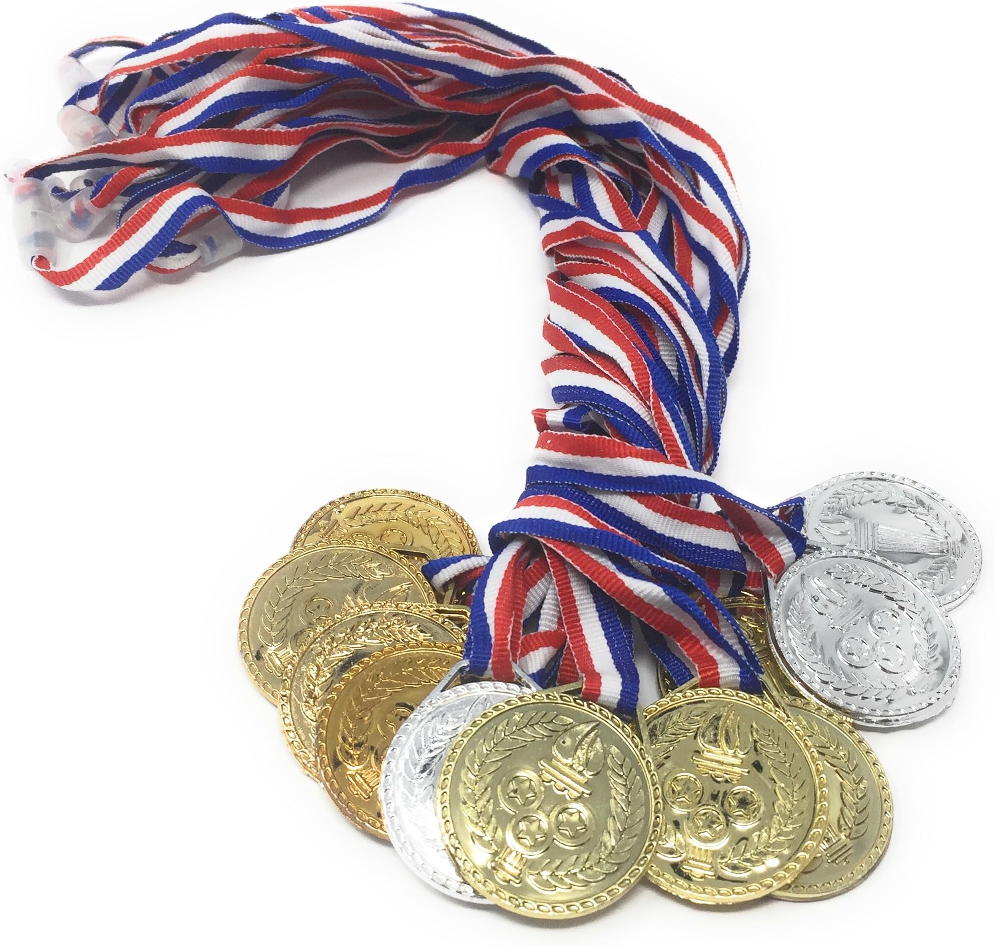 Torch Award Medals (2 Dozen) - Bulk - Gold, Silver, Bronze Medals - Olympic Style Award Medals - First Second Third Winner -Olympic Medals-Great for Party Favor Decorations and Awards