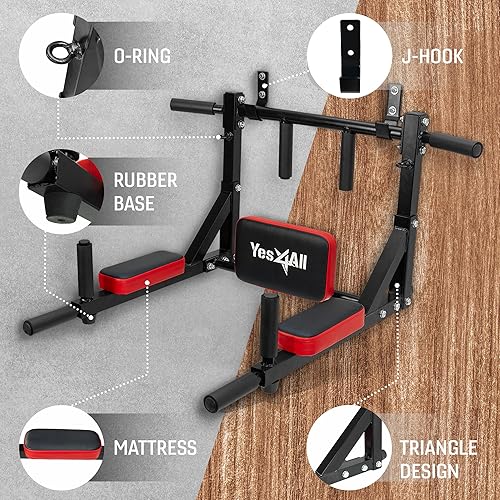 Miniatura 2 de Yes4All Barra de dominadas montada en la pared  Barra de dominadas multifuncional montada en la pared para gimnasio en casa, equipo de entrenamiento