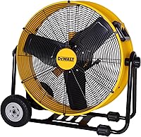 DEWALT DXF2490 24-Inch High Velocity Industrial Drum Fan - 360° Tilt, 6500 CFM Airflow, Portable for Warehouse, Garage & Outdoor
