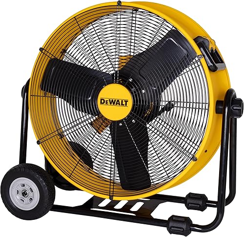 DEWALT DXF2490 Ventilador de alta velocidad, ventiladores de suelo, ventilador industrial giratorio de metal eléctrico grande de 24 pulgadas con