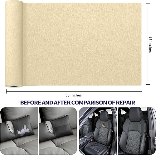 Miniatura 123 de Kit de cinta para reparación de cuero, parche autoadhesivo para muebles, sofá, asientos de automóvil, silla de oficina, kit de reparación de vinilo