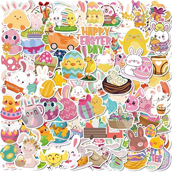 Amazon.com: 100PCS Easter Stickers, Cute Bunny, Eggs & Spring Crafts ...