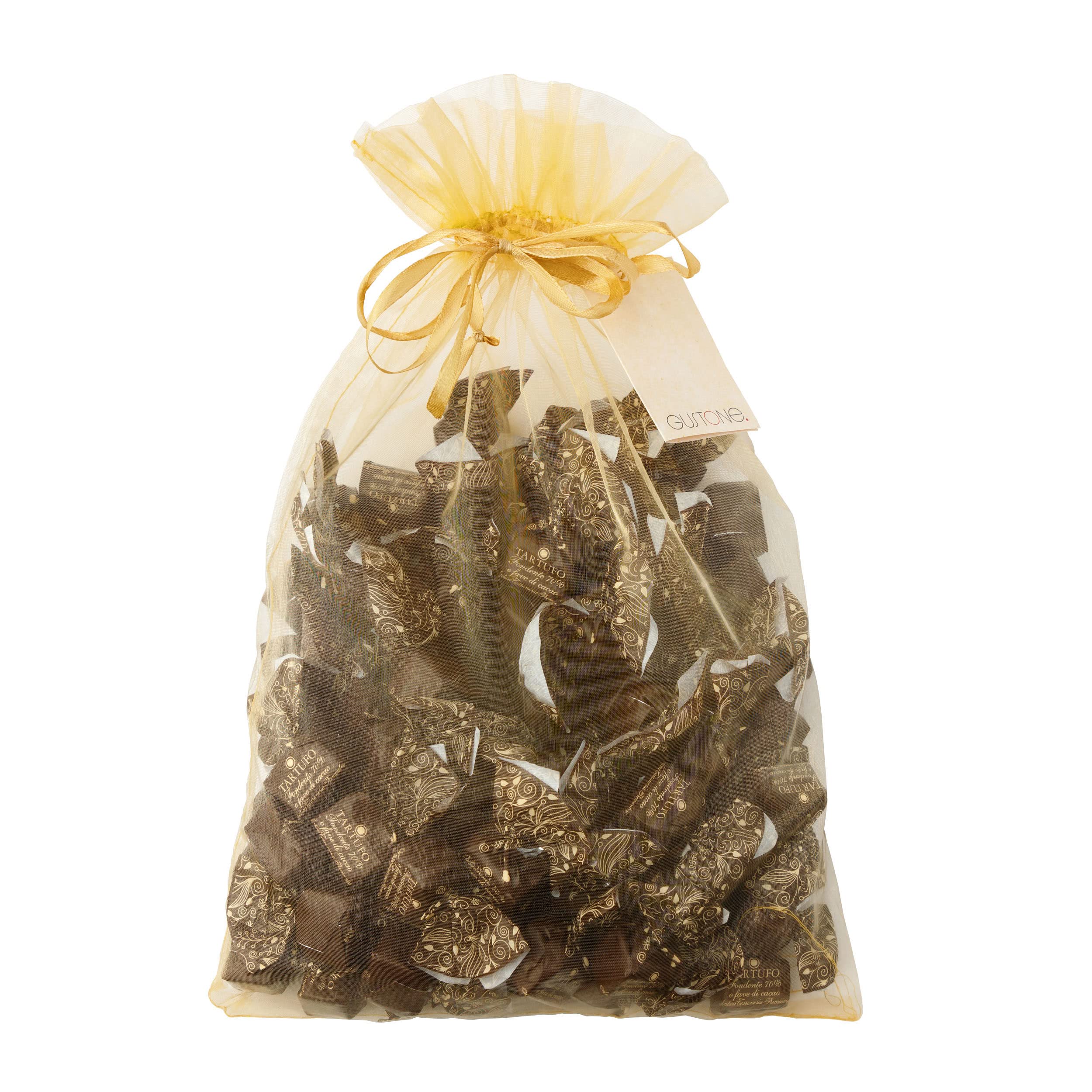 GUSTONE. Antica Torroneria Fondente 70% e Fave di Cacao 14g|1kg | 70 Stück, Tartufi Dolci, Schokoladentrüffel, italienische Confiserie-Tradition, glutenfrei, ohne Zusatzstoffe