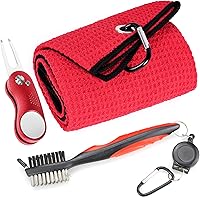 Vista 15 de Mile High Life Toalla de golf de microfibra con patrón de gofres Cepillo limpiador de ranuras para club Herramienta plegable con marcador