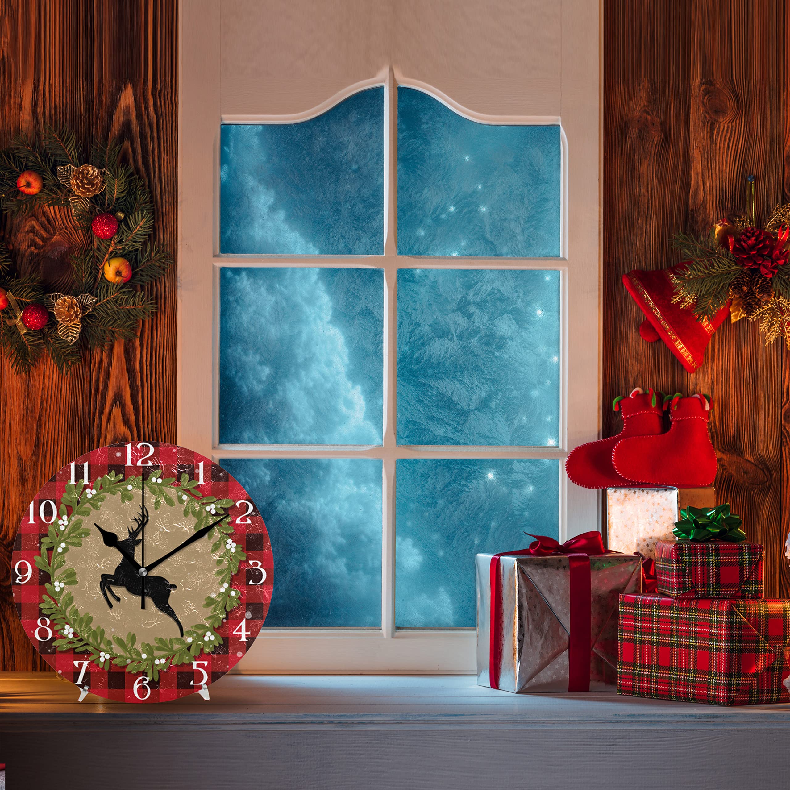 Amazon.co.jp: クリスマスクロック トナカイの角 壁掛け時計