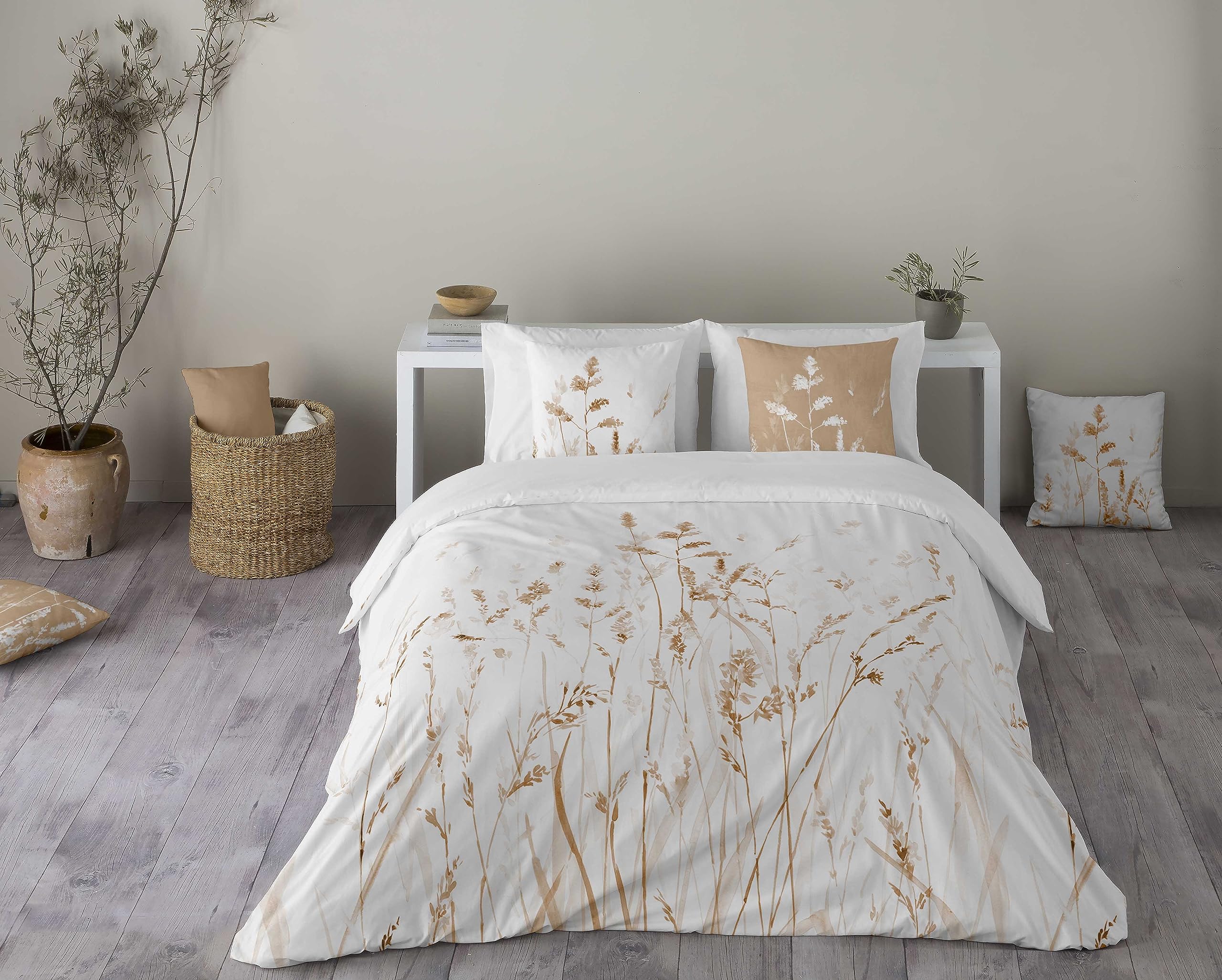 NATURALS Funda Nordica Cama 90, 100% Algodón, Juego de Funda para edredon 150x220 cm + 1 Funda de Almohada 45x110, Rust