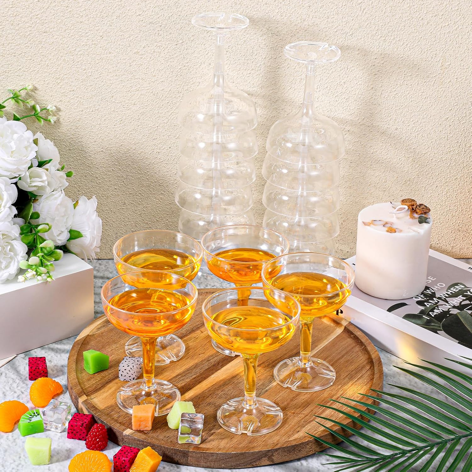 40 Pcs Acrylic Champagne Coupe Glasses, 5 oz Acrylic Martini Glasses for Party Champagne Tower, Unbreakable Margarita Coupe, Stackable Stemmed Margarita Coupes, for Wedding Birthday Party Bar - Image 4