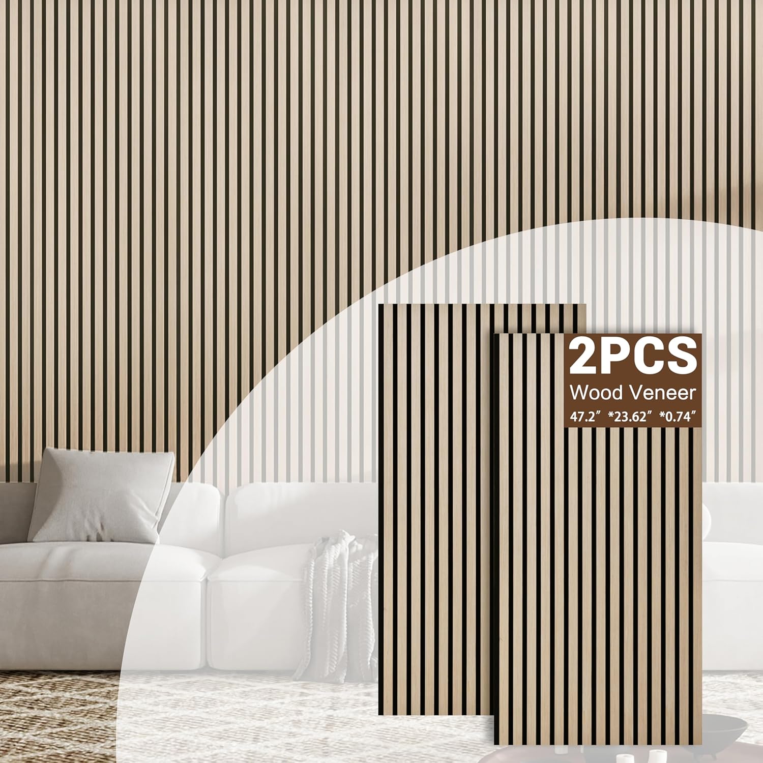 2 Packs Acoustic Panel, 47.2"x23.6" Slat Sound Absorbing Panel, Sound Proof Panels for Office,Home Theater,Studio, Wall, Oak