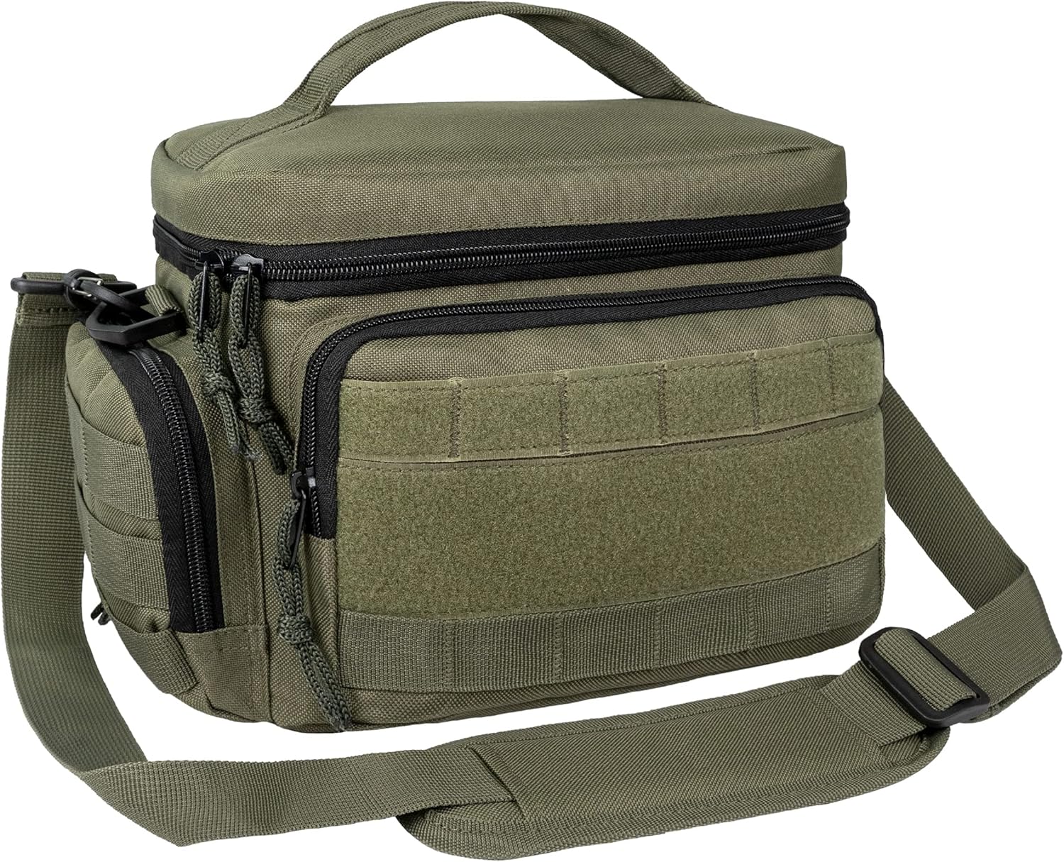 opux Tactical Lunch Box for Men, Olive Mens Insulated Lunch Bag for Adult, Leakproof Soft Lunch Cooler with MOLLE Mesh Side Pockets, Multicam Heavy Duty Lunchbox Pail for Work Women, Medium 10 Cans