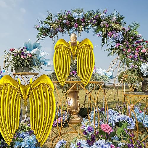 Miniatura 5 de Globo de aluminio dorado con alas de ángel grandes para Navidad, boda, cumpleaños, fiesta de Acción de Gracias, decoración de fiesta temática, 3