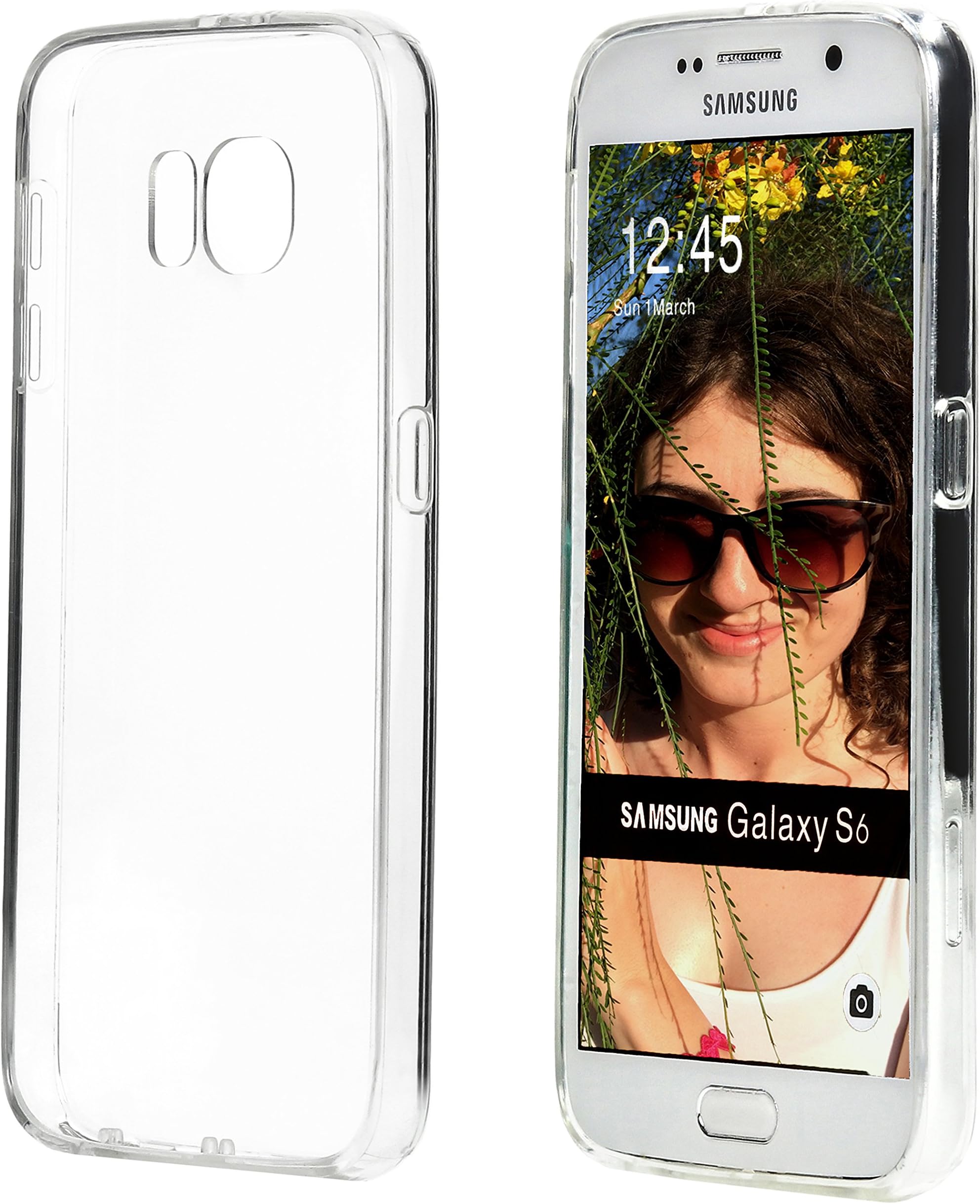 Galaxy S6 Clear Case. Hard Back Panel and Soft Protective Bumper.Crystal Clear Phone Case for Samsung Galaxy S6