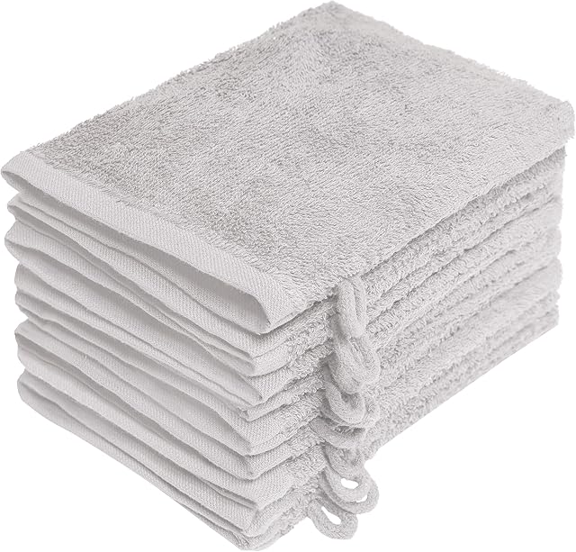 NatureMark NM-HT0829 10 sztuk bawełnianych ściereczek frotte, 100% bawełny, 15 x 21 cm, srebrnych