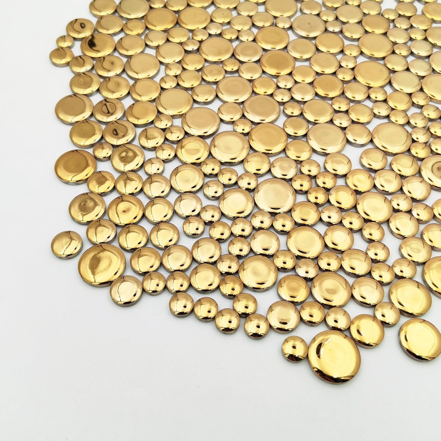 280PCS Iridescent Round Ceramic Mosaic Tiles for Crafts Bulk,1.1LB Circle Mosaic Pieces for Flowerpots, Vases, Cups, Garden and Home Decor DIY Mosaic Making Supplies (Gold)
