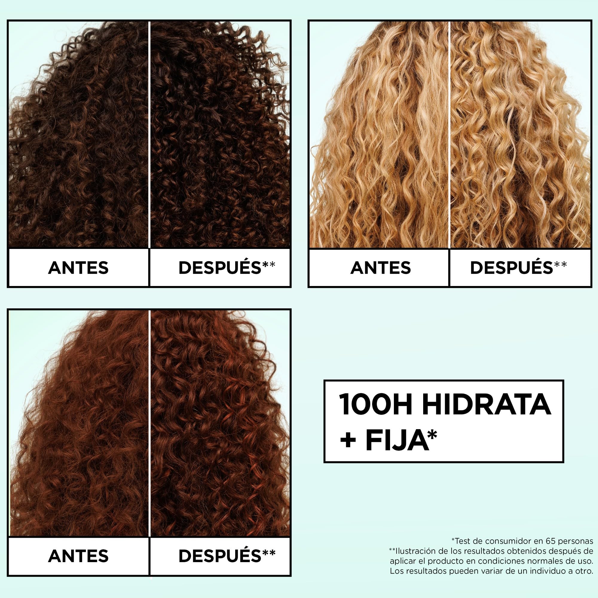 Garnier Fructis Curls Method Flexi Hold Gel Paso 3 Gel de peinado hidratante para todo tipo de rizos, 100H hidratación, ácido hialurónico