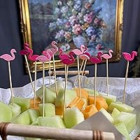 Vista 5 de 100 palillos de bambú de flamenco de 5 pulgadas, palillos de dientes de comida para bebidas de embutidos, selecciones de alimentos de frutas