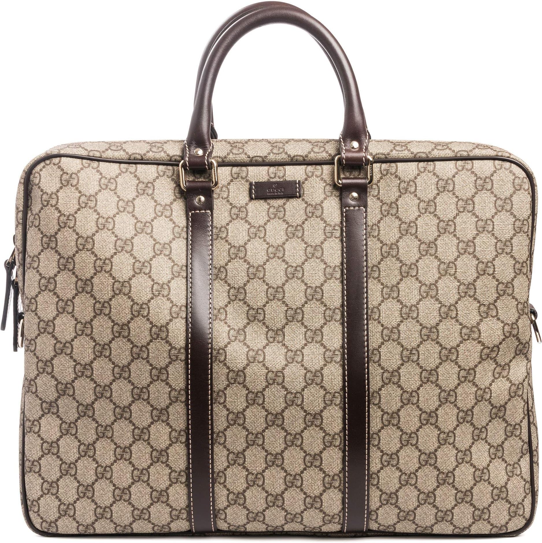 Gucci Duffle Brown Signature Guccissima Large Canvas Leather Travel Luggage NEW