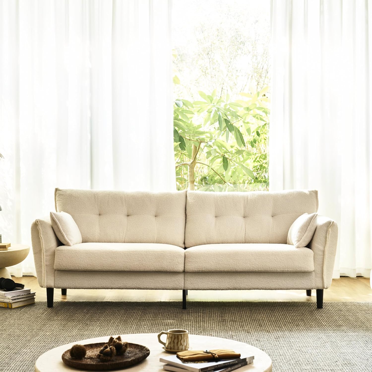 85.8" Modern Loveseat Sofa, Love Seat Couches for Living Room, Button Tufted Upholstered Furniture, Solid & Easy to Install Small Couch for Bedroom Office Apartment