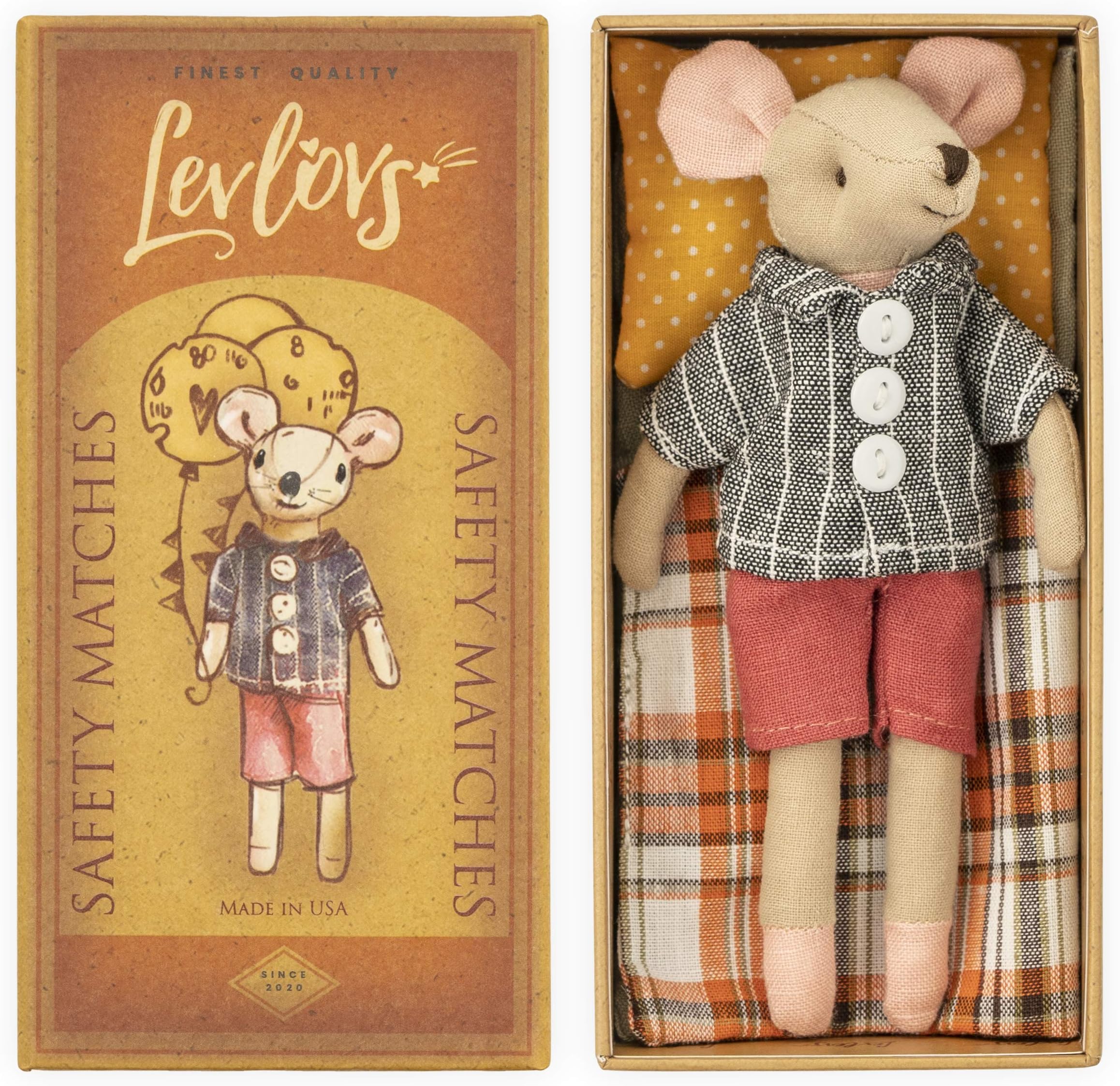 LEVLOVSMouse in a Box Toy Baby Registry Gift (Boy Mouse)