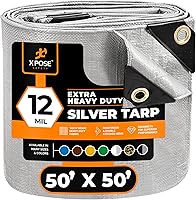 Vista 170 de Xpose Safety Lona protectora de polietileno plateado resistente de 5 x 7 pies - Funda protectora multiusos - Duradera, resistente al agua