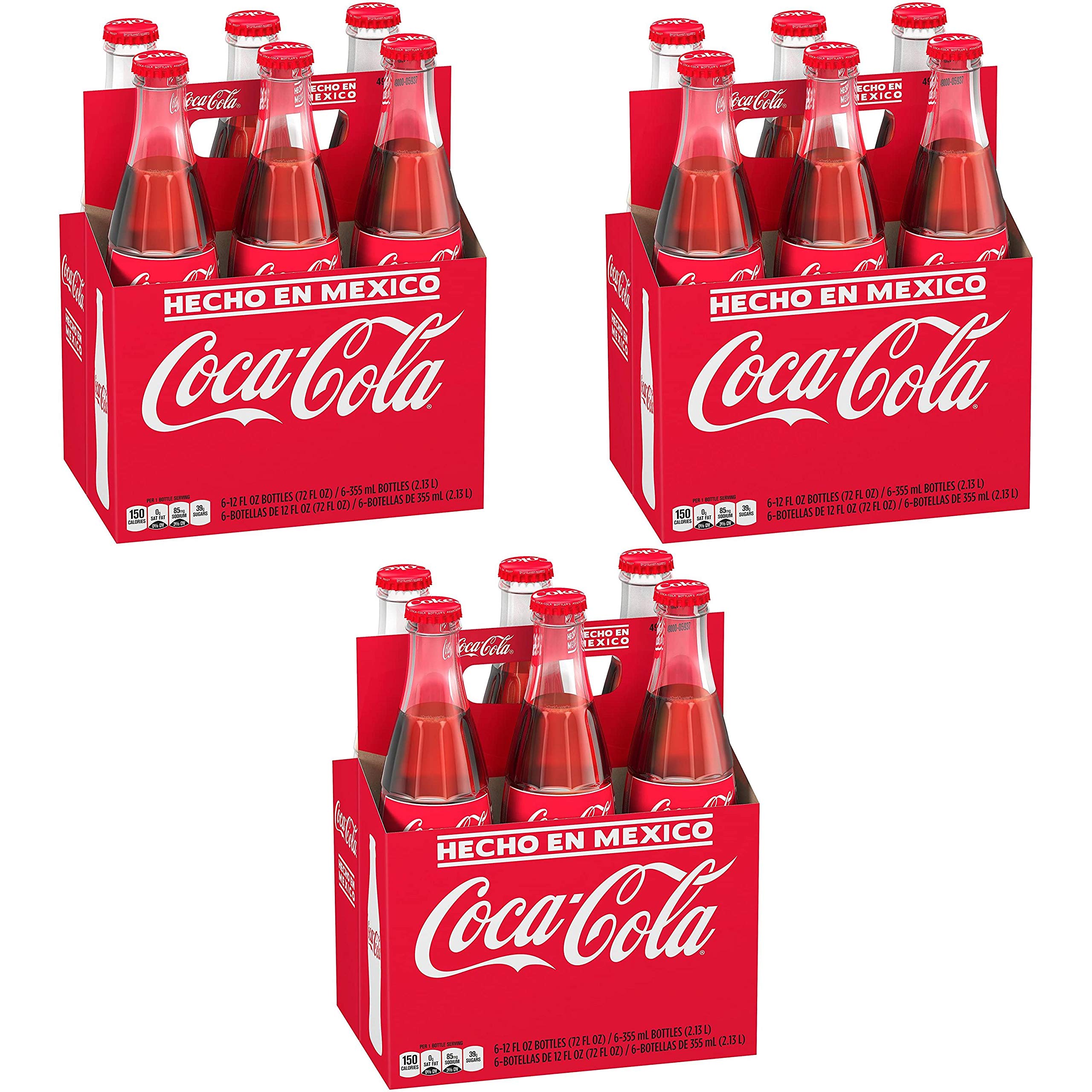 Mexican Coke Glass Bottle, 12 fl oz, 6 Pack Pack of 3