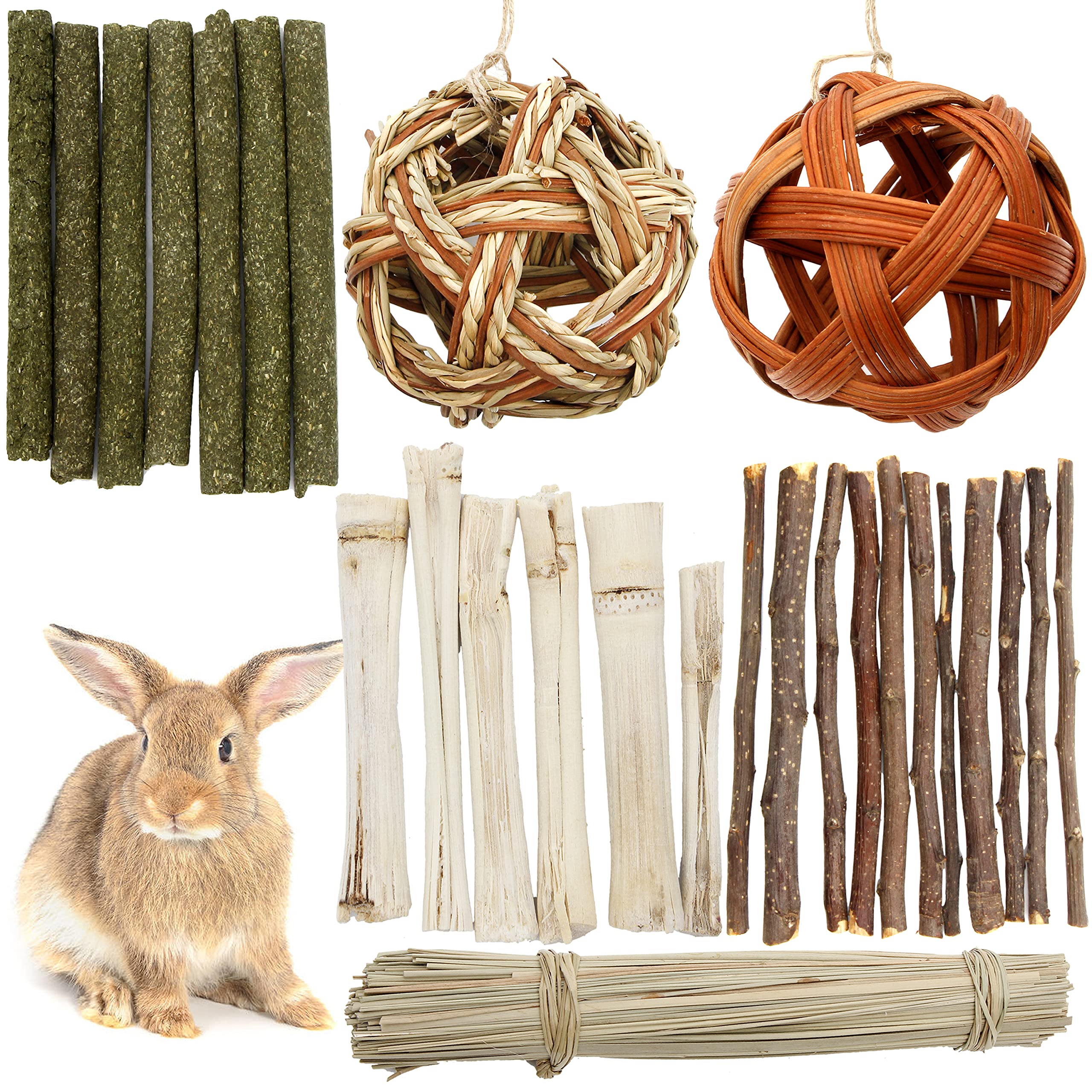 Youngever Small Animals Chew Toys, Molar Sticks with 2 Dispensing Balls