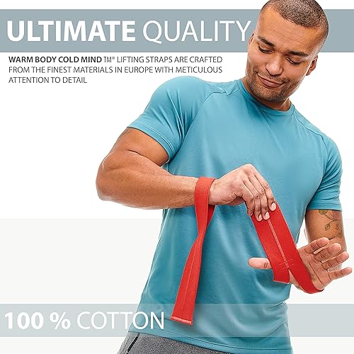 Miniatura 3 de WARM BODY COLD MIND V1 Correas de Levantamiento para Muñeca para Halterofilia Olímpica - Clasificadas para 660 lb - Vendas de Mano para