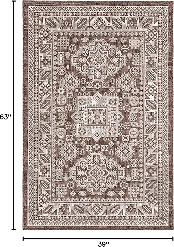 Miniatura 548 de Rugs.com Outdoor Aztec Collection Alfombra – 4 x 6 pies alfombra de tejido plano gris carbón perfecta para salas de estar, grandes comedores, planos