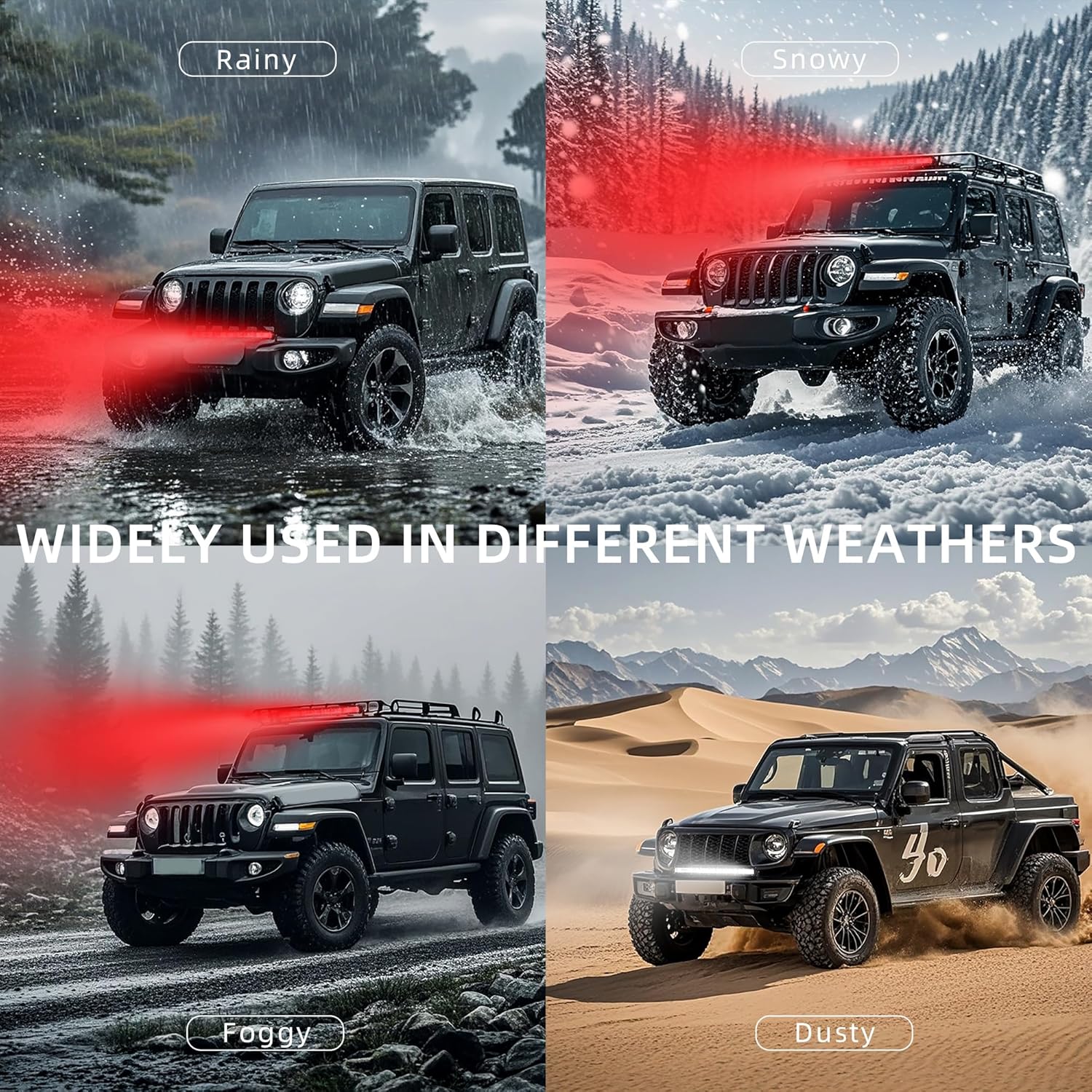 20 Inch White Red LED Light Bar 5 Modes Dual Color Flashing Strobe Driving Lights Spot Flood Combo Off Road Auxiliary Fog Light for Trucks SUV ATV Boat 4x4 with Special 10FT Wire Harness