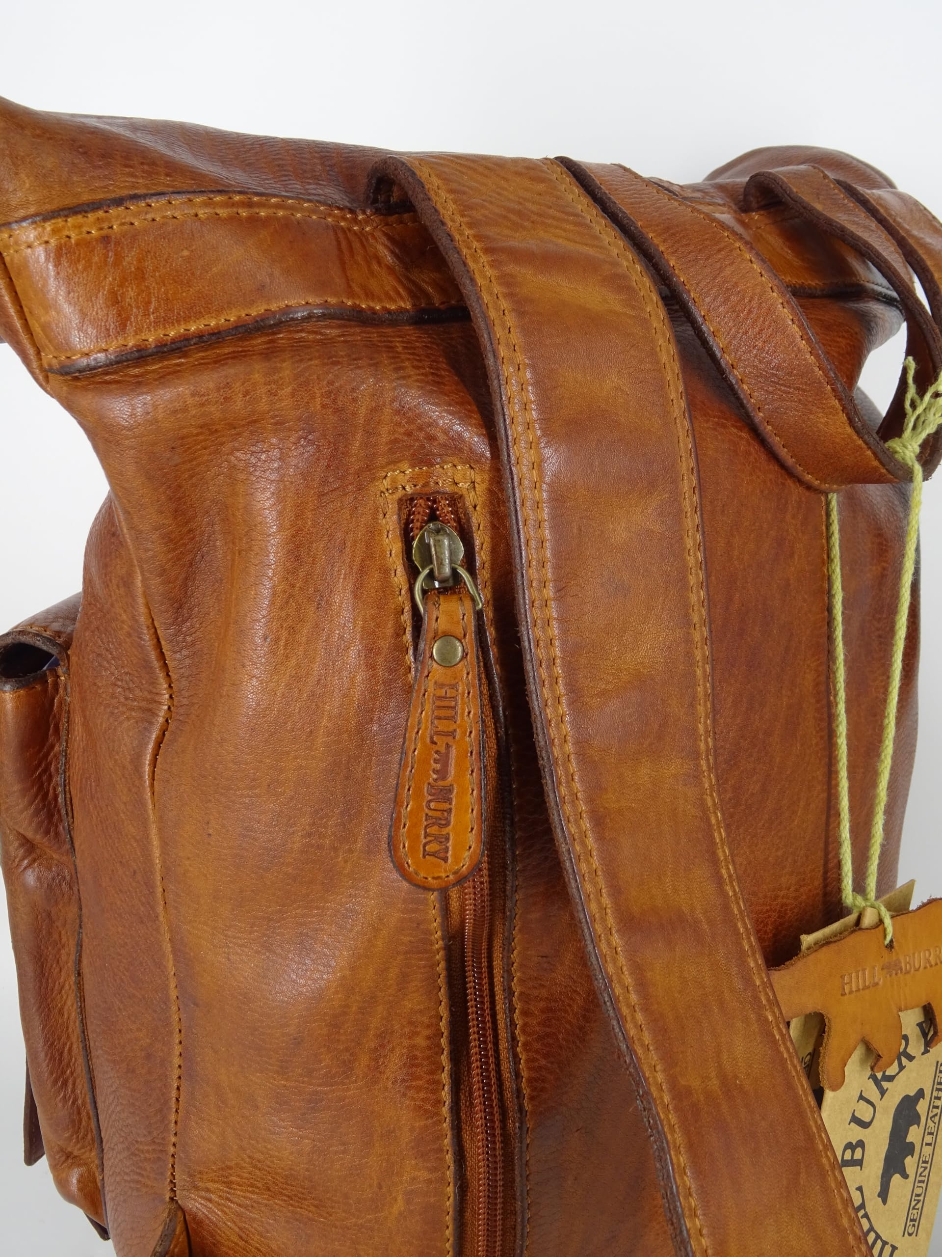 Vintage Rucksack, Lederrucksack, XL aus Leder, Fahrradrucksack mit Laptopfach für Damen und Herren - Braun, Hill Burry