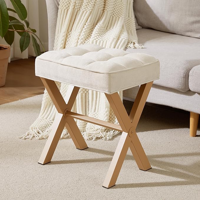 Banco Vanity Sin Brazos Tapizado Lino Beige miniatura 9