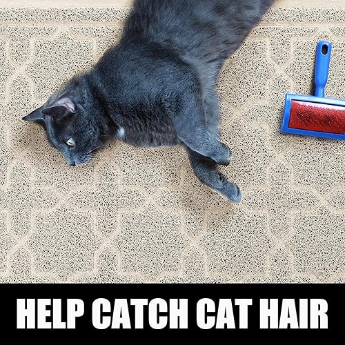 Miniatura 3 de Yimobra Tapete de arena para gatos, 24 x 20 pulgadas, con malla de bloqueo de arena, tapete suave para arena para gatos, fácil de limpiar,