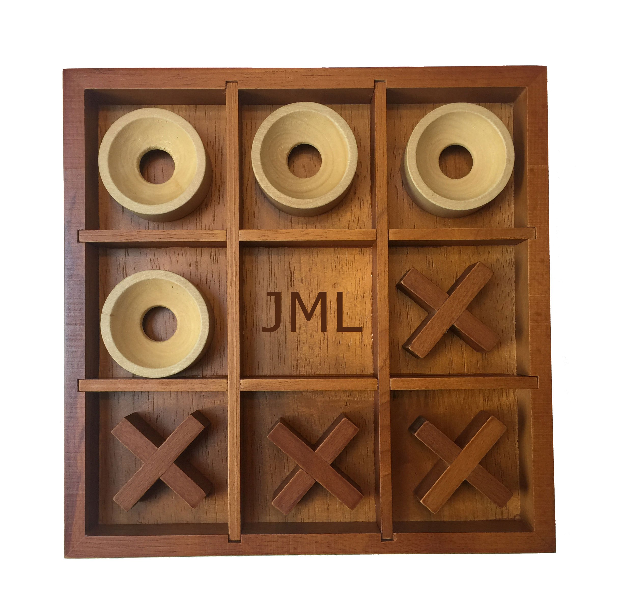 WE Games Custom Engraved Monogram Wooden Tic-Tac-Toe Game