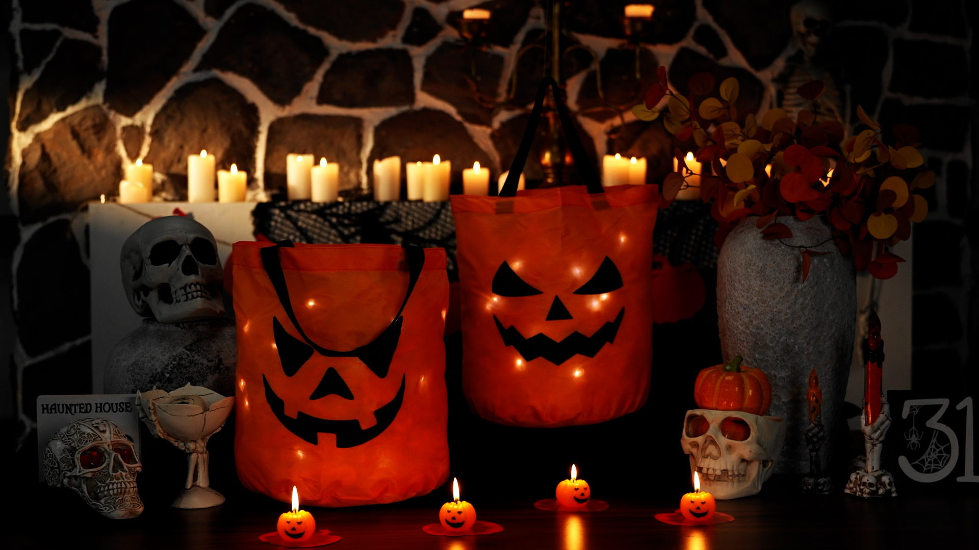 Watch Light LED Halloween Pumpkin Candy Large Bags on Amazon Live