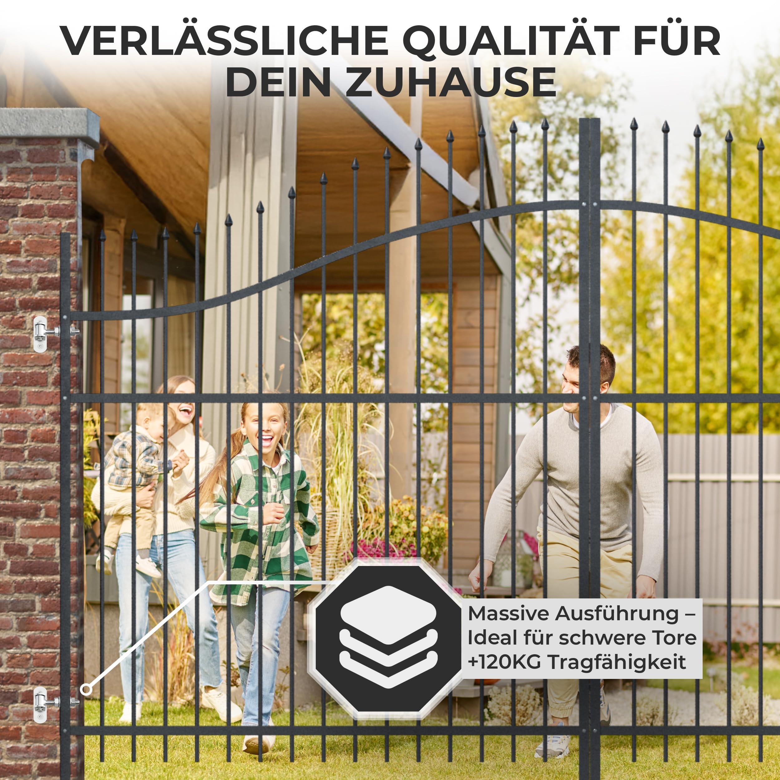 Juego de 4 bisagras de puerta ajustables M12 115 mm, galvanizadas, placa de montaje de 90 mm, incluye tornillos autorroscantes para madera y metal, puerta de jardín, puerta de patio o valla