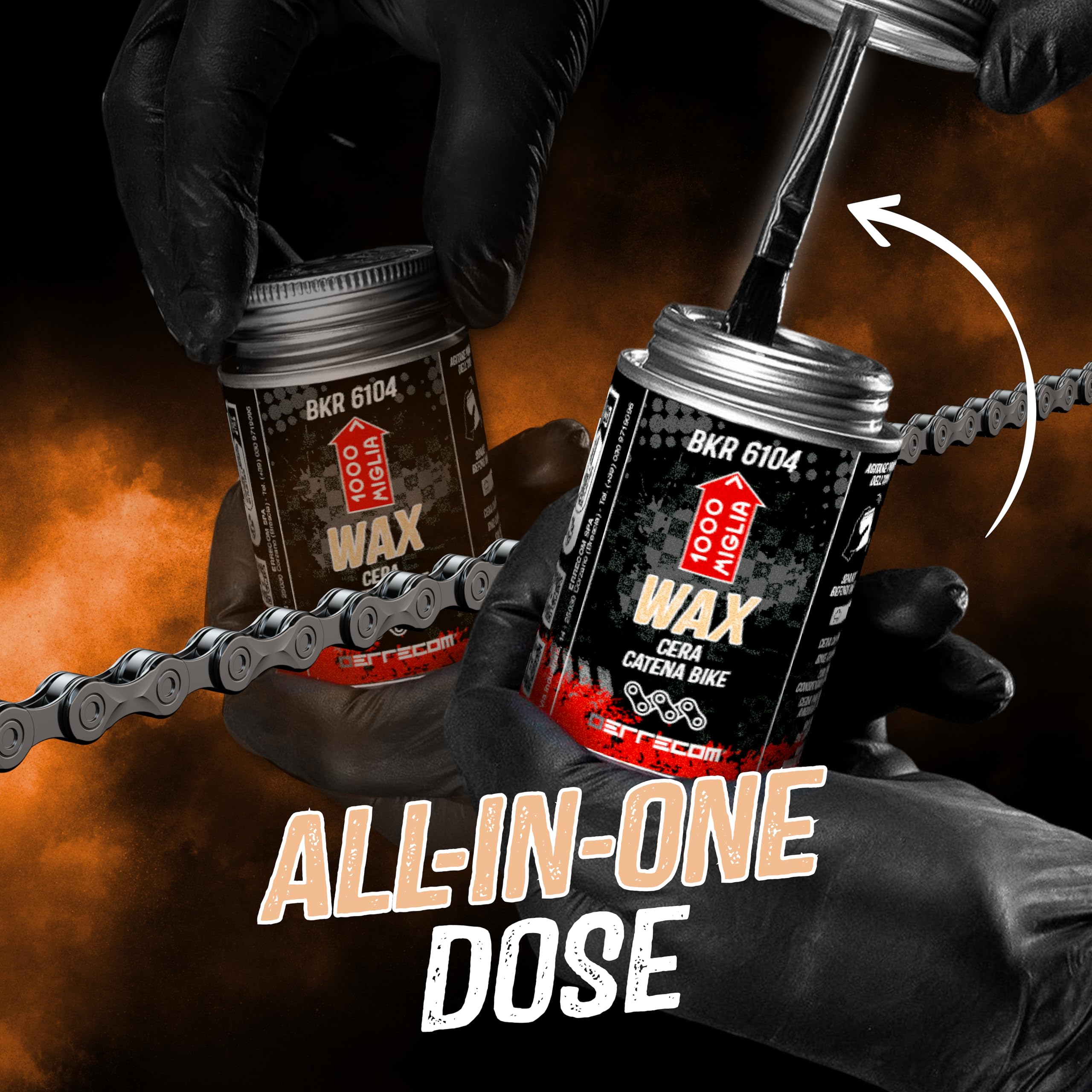 Errecom BKR 6104 DRY Fahrrad Kettenwachs für trockene und staubige Straßenbedingungen - 900 ml, All-In-One-Dose mit Pinsel enthalten