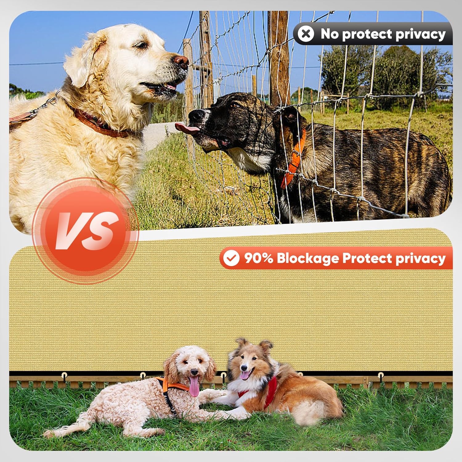 8'X 50' Privacy Screen Fence 90% Blockage Heavy Duty Protective Covering Mesh Fencing for Outdoor Patio Pool Balcony Sand