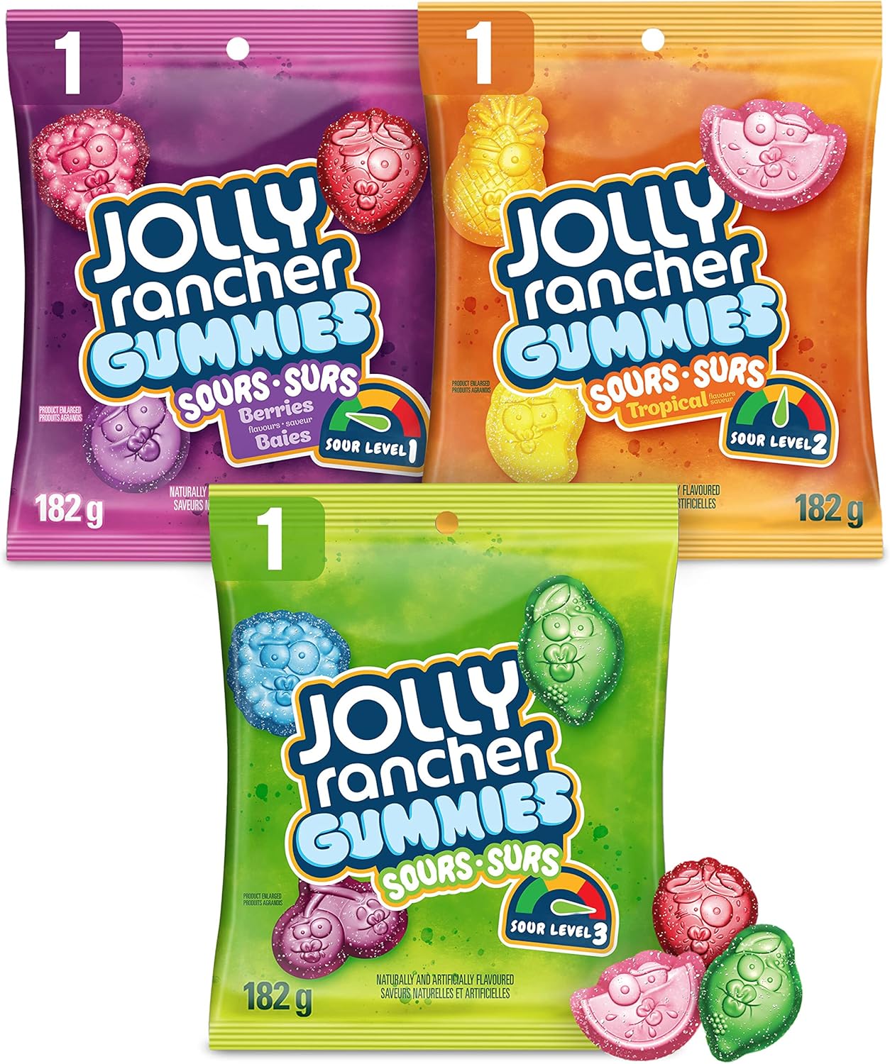 Jolly Rancher Sour Gummy Candy 3Pack Bundle Includes (1) Sour