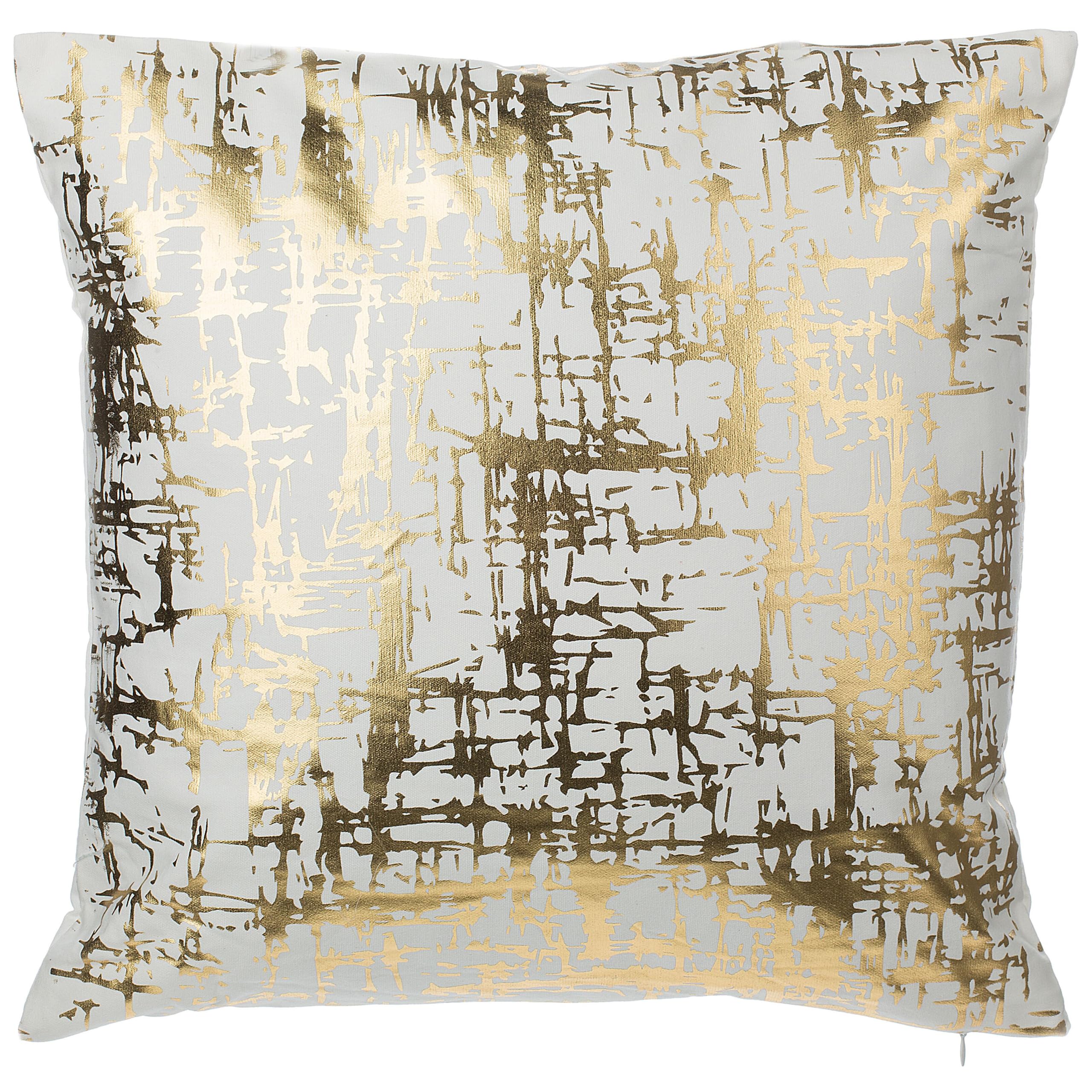Beliani 2er Set Dekokissen Goldkissen Sofa Couch Kissen Baumwolle weiß/Gold 45x45 cm