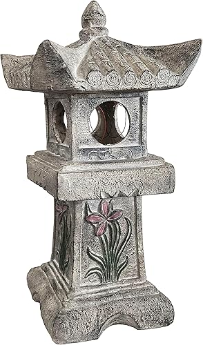 Miniatura 2 de Estatua de la pagoda de orquídea asiática de 23.6 pulgadas de alto, luz LED solar, torre en miniatura, farol de decoración de jardín, figuritas de