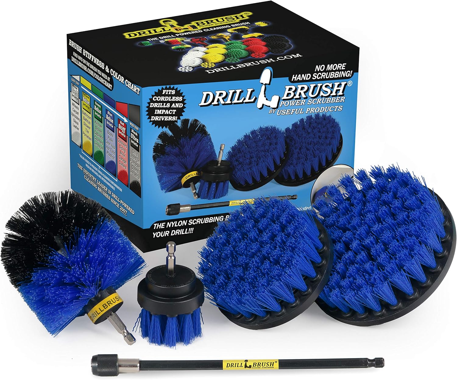Boat Cleaning Accessories - Swimming Pool Scrub Brush - Medium Stiffness Brush Scrub Kit with Extension - Boat and Hull Cleaning Brush Set - Deck and Dock Cleaning Tools - Tank Cleaning Brush Set
