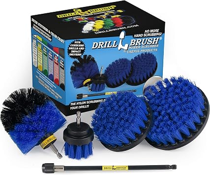 Boat Cleaning Accessories - Swimming Pool Scrub Brush - Medium Stiffness Brush Scrub Kit with Extension - Boat and Hull Cleaning Brush Set - Deck and Dock Cleaning Tools - Tank Cleaning Brush Set