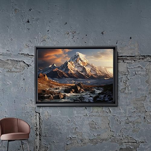 Miniatura 7 de Canvas Framed Canvas Wall Art Wood Panel, Wall Art Nature, The Grand Mountain Range During Sunrise, Rock Mountain Wall Art, Canvas Prints, Arts