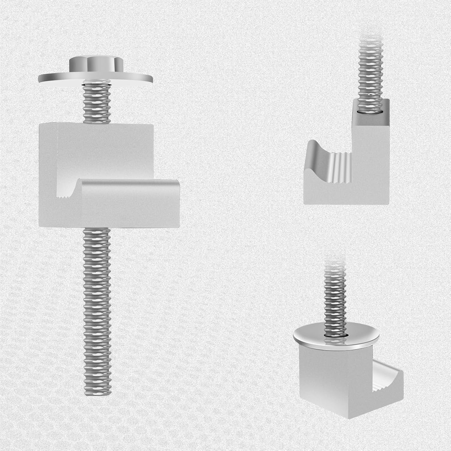 4 Pack No Drill Universal Truck Toolbox Mounting Kit,Aluminium Alloy Firmly Bridges the Toolbox Cable Tie J Hook (Silver)